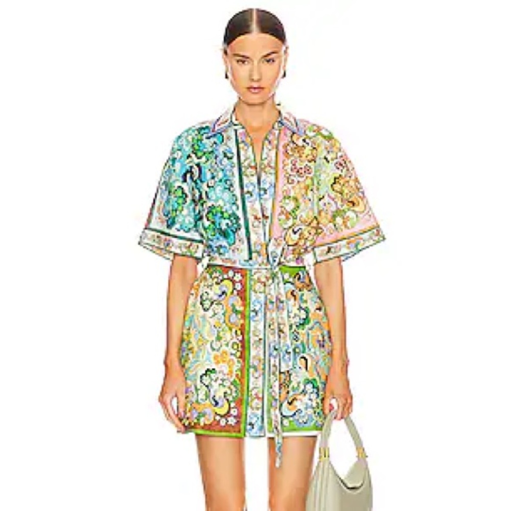 Alemais Multicolor Paisley Print Short Shirt Dress - Picture 3 of 3